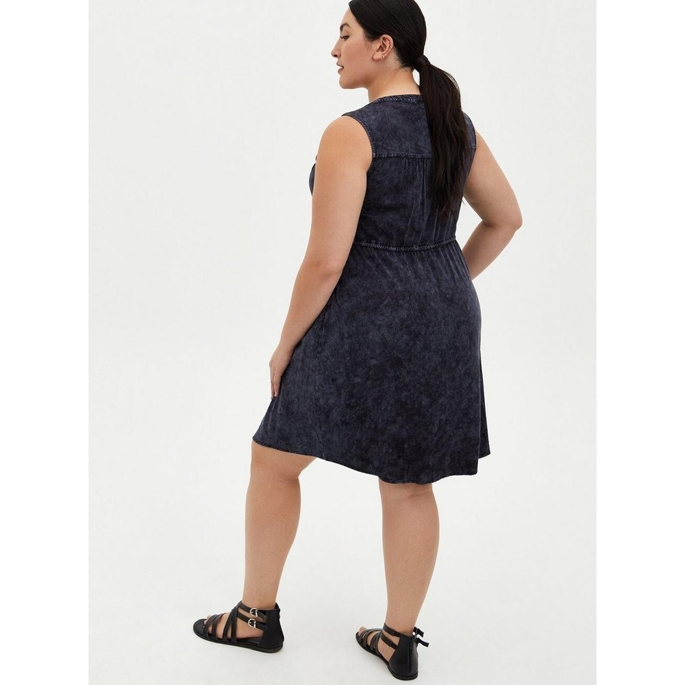 Torrid Mini Challis Zip Front Shirt Dress Tie Dye Gray Plus Size 2 2X Grunge - Picture 7 of 13
